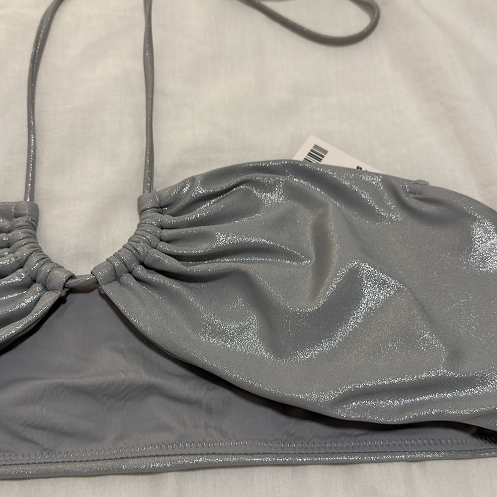 NWT UO Out From Under Isla Metallic Bandeau Bikini Set Top-Size L Bottoms-Size M - Picture 10 of 16